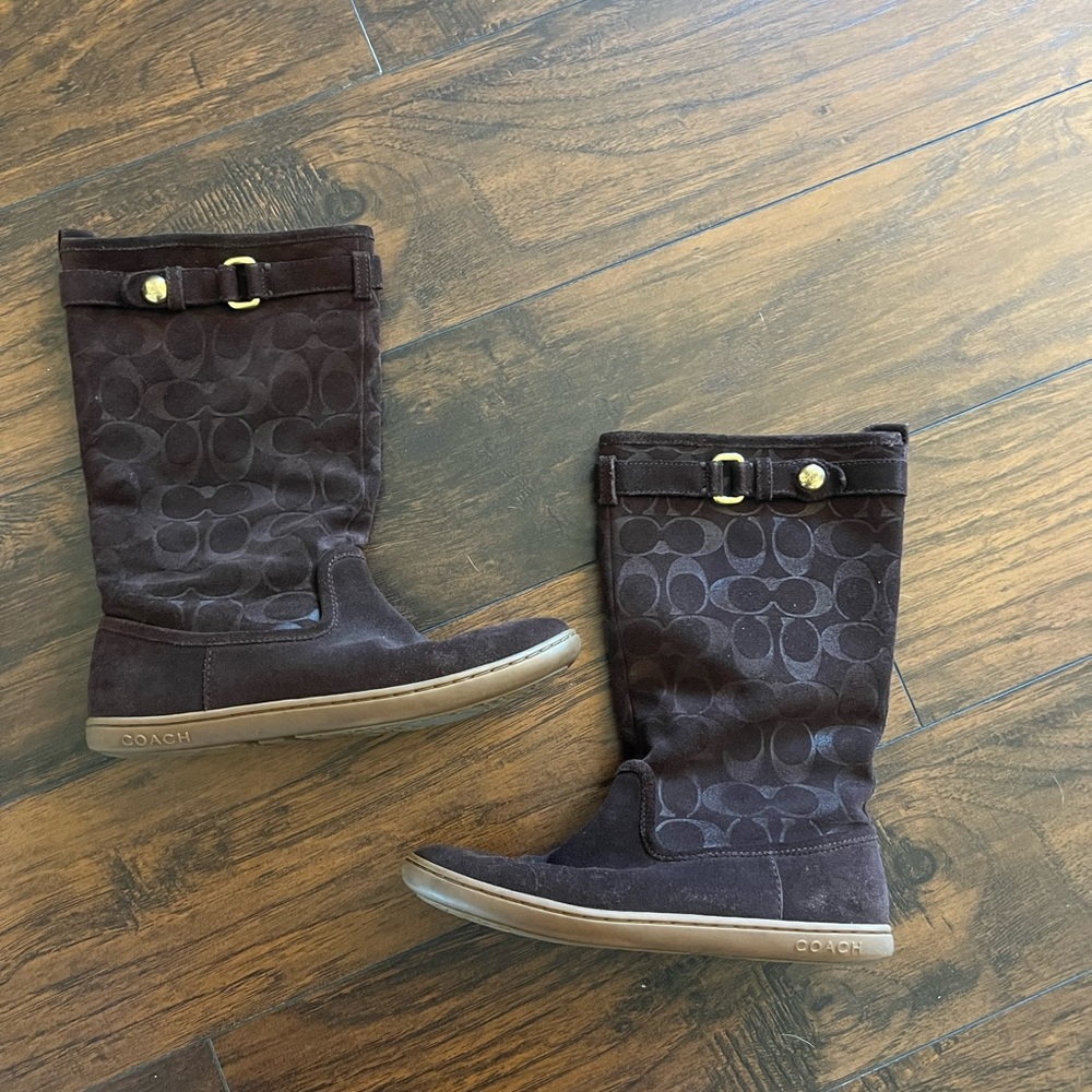 Coach mid-calf brown suede boots Size 7, 7.5